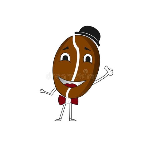 Mijnheer Het Beeldverhaalvector Van Coffee Bean Mascot Vector