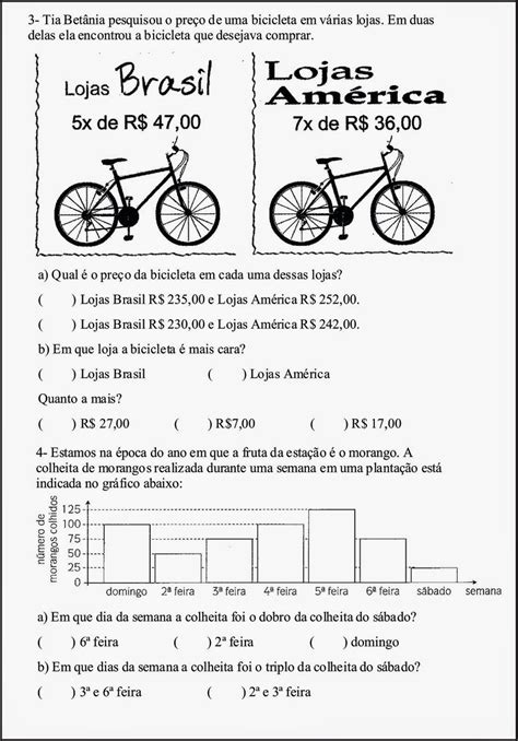 Prova De Matematica 4 Ano Multiplicação E Divisão Edupro