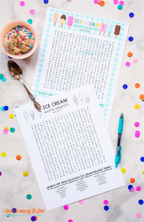 Although i eventually arrived at the solution through brute force trial and error, you might be able to arrive at the solution through a process if you really closely examine the shapes. Free Ice Cream Word Search Printable Puzzles | i should be ...