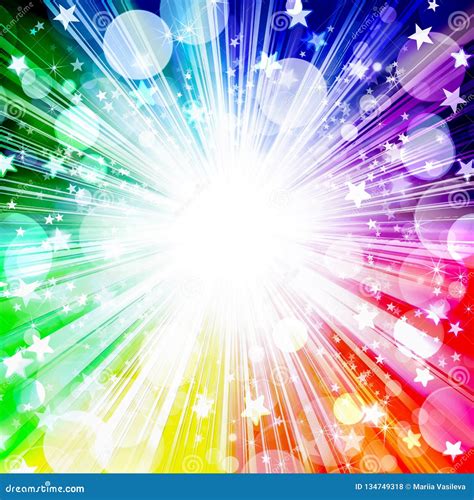 Beautiful Bright Rainbow Background Burst Stars Stars Circles Rays