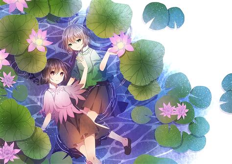 1920x1080px 1080p Free Download Girls Lotus Anime Flower Summer Manga Pink Lake Luo