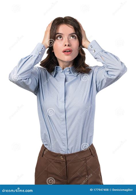 Shocked Scared Young Businesswoman Isolated Stock Photo Image Of
