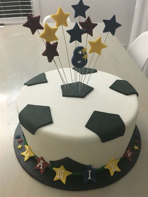 Simple Boys Soccer Football Cake In Fondant Football Birthday