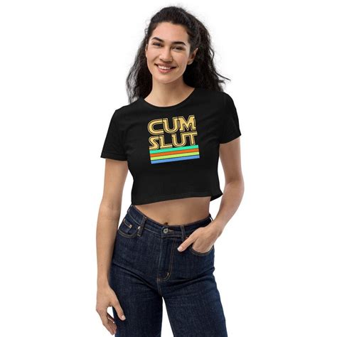 cumslut womens organic crop top master s cum slut etsy