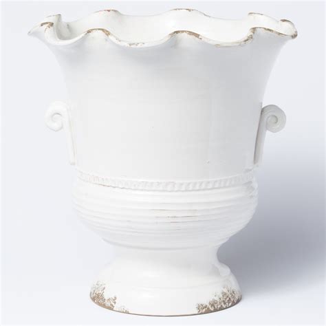 The Rustic Garden White Scalloped Footed Planter Is Handsculpted In