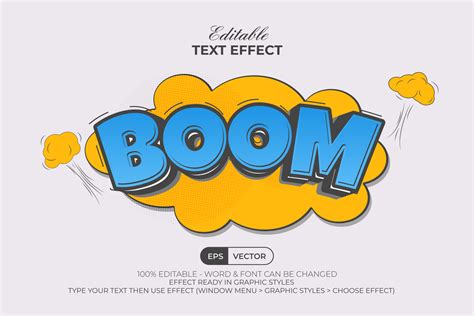 Boom Text Effect Comic Style Editable Text Effect With Cloud Bubble