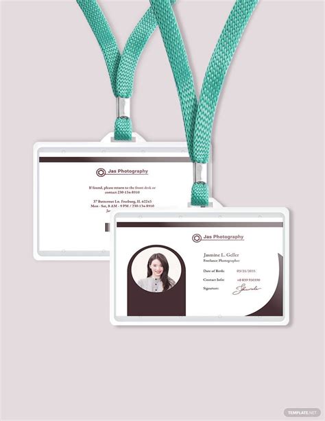Freelance Photographer Id Card Template In Publisher Pages Photoshop