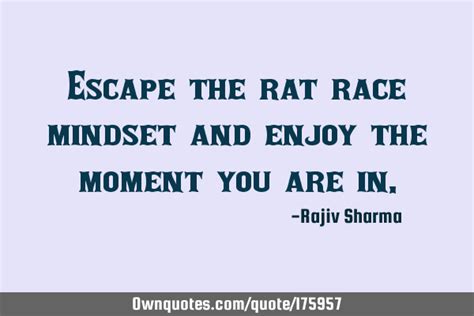 Escape The Rat Race Mindset And Enjoy The Moment You Are In