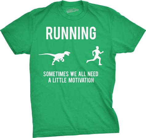 Mens Running Motivation Raptor Chase T Shirt Funny Dinosaur Tee For