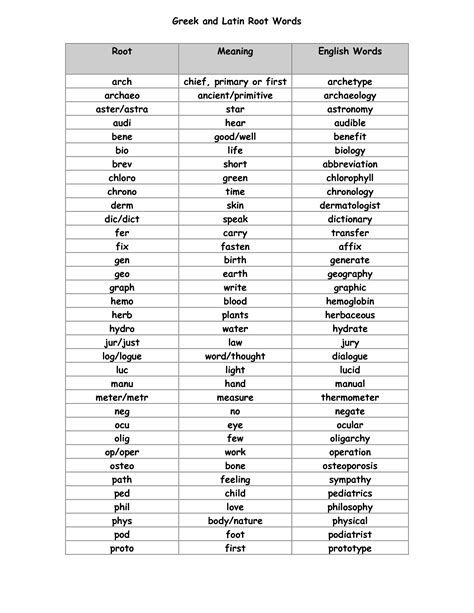 Latin And Greek Root Words Vocabulary Cards Models Words And