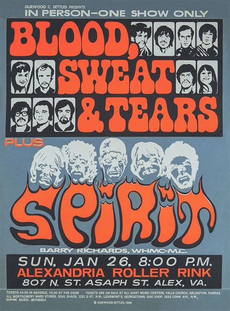 Blood Sweat And Tears 1968 Alexandria Vintage Concert Posters Rock