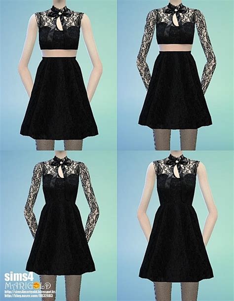 Ribbon Lace Black Dress At Marigold Sims 4 Updates