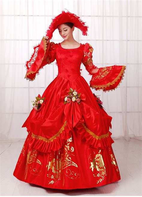 queen marie antoinette inspired masquerade ball gown bridal dress princess pageant dress red