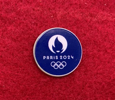 2024 Paris Olympics Pin Badge Blue Round Logo 1299 Picclick