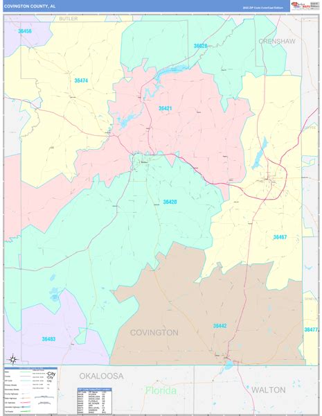 Covington County Al Wall Map Color Cast Style By Marketmaps Mapsales