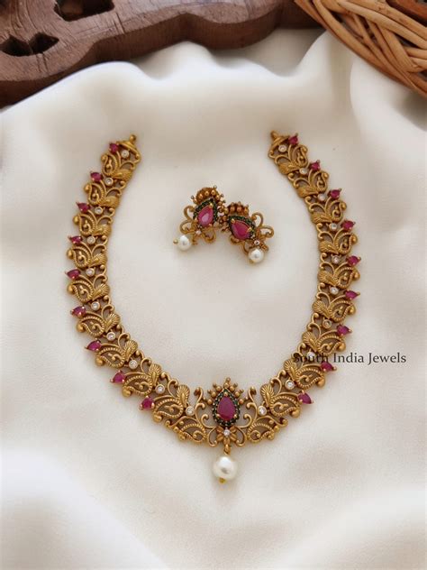 Mango Design Necklace Simple Necklace Set South India Jewels