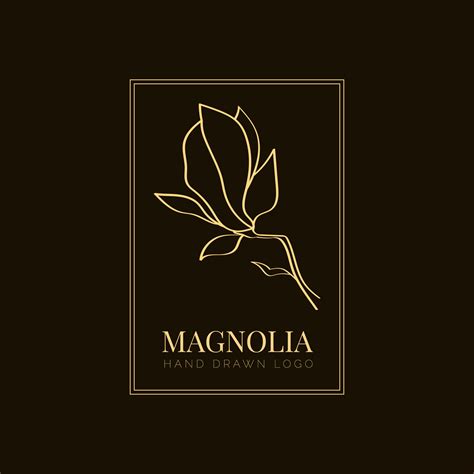 Simple Magnolia Flower Logo Illustration For Real Estate Botanical
