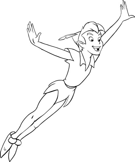 Dibujo De Peter Pan En Vuelo Para Colorear