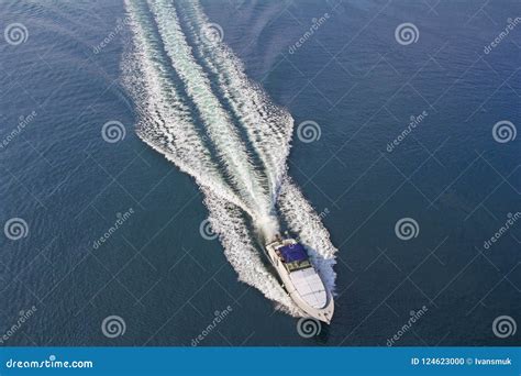Aerial View Luxury Motor Boat Stock Photo Image Of Cruise