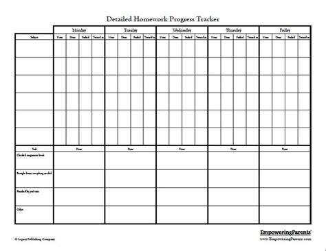 Free Printable Homework Chart From Empowering Parents Homework Chart
