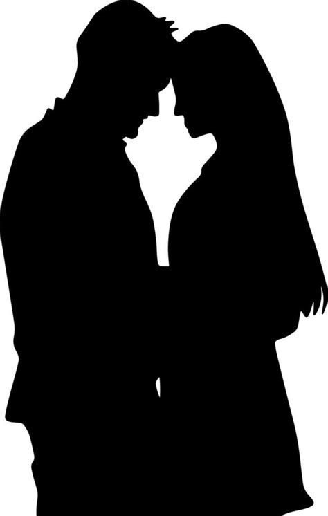 Black And White Silhouette Couples Lovers Kiss Valentines Day