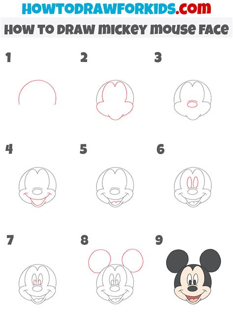 How To Draw An Easy Mickey Mouse Face Really Easy Drawing Tutorial