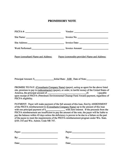 Printable Promissory Note Template