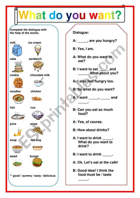 What Do You Want Esl Worksheet By Nicole86