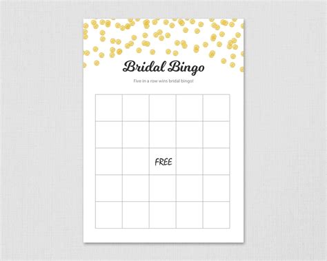 Blank Bridal Bingo Cards Template Empty Bingo Cards Bachelorette