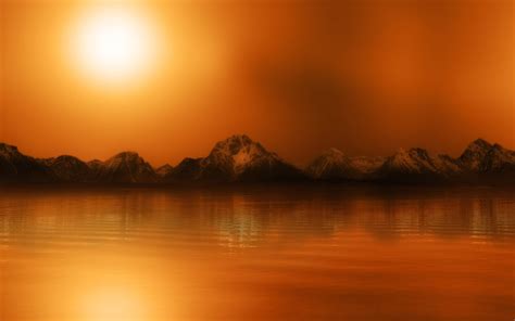 Wallpaper Sunlight Mountains Sunset Sea Lake Nature Reflection