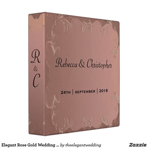 Elegant Rose Gold Wedding Album 3 Ring Binder Zazzle