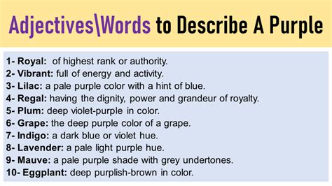 Words To Describe Purple Adjectives For Purple Describingwordcom