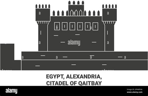 Egypt Alexandria Citadel Of Qaitbay Travel Landmark Vector