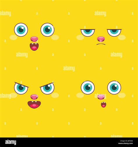 Vector Set Smiley Faces Expressing Different Feelings Stock Photo Alamy