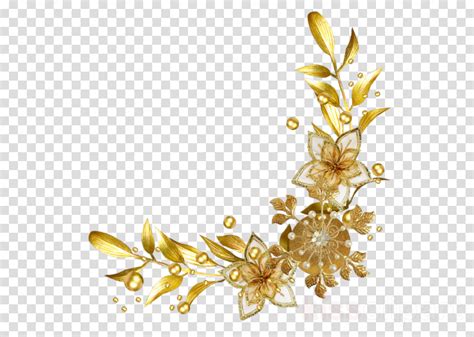 Gold Flowers White Flowers Flower Border Png Floral Watercolor Background Hd Background