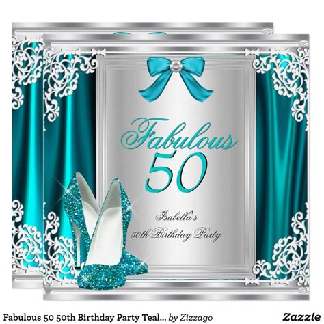 Fabulous 50 50th Birthday Party Teal Shoes Invitation