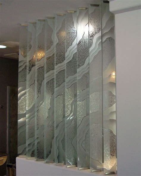 Abstract Etched Glass Doors Decorative Glass Partitions Etched