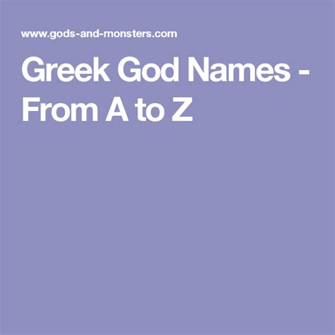 Greek God Names From A To Z Greek Gods Greek God