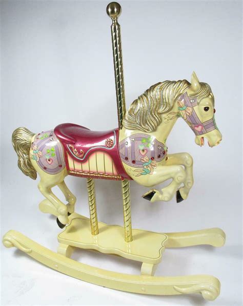 Beautiful Full Size Wooden Carousel Rocking Horse Hand Carved And