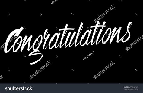 Congratulations Lettering On Black Background Hand Stock Vector