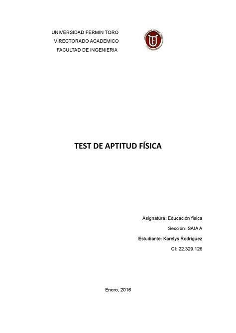 Test De Aptitud Fisica Informe By Karelys Rodriguez Issuu
