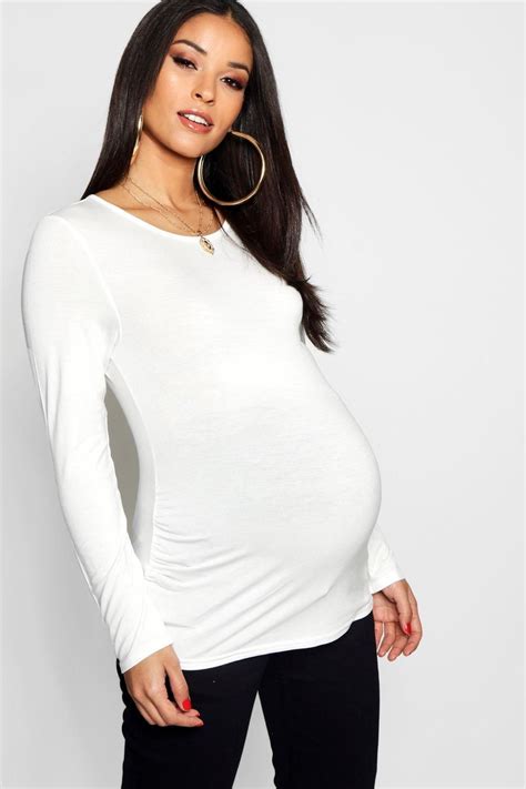 Maternity Long Sleeve Ruched T Shirt Womens Maternity Long Sleeve Maternity Tops