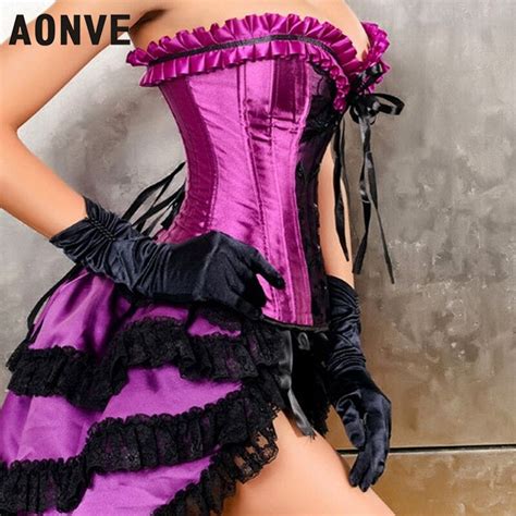 Aonve Steampunk Corset Dresses Sexy Corselet With Skirts Gothic Women