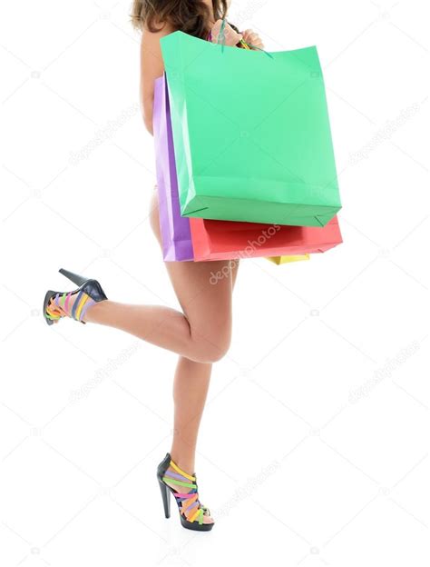 Naked Woman Holding Shopping Bags Stock Photo By Khorzhevska