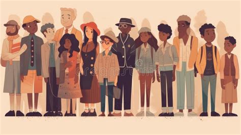 A Line Up Of People Of Different Ages Races And Genders Standing Together Created With
