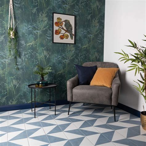 Osby Blue Patterned Porcelain Tiles Walls And Floors