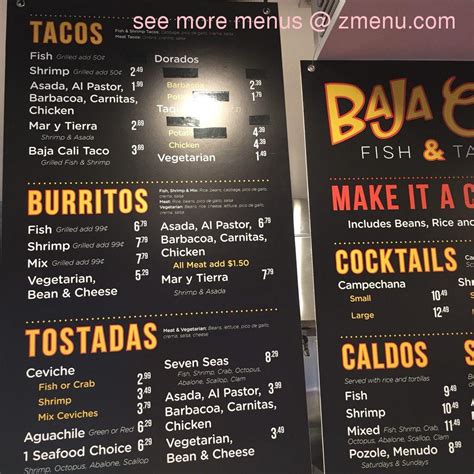 Online Menu Of Baja Cali Fish And Tacos Restaurant Pasadena