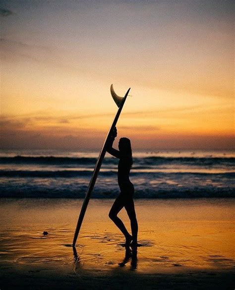 Surfer Girl At Sunset Surfer Surfer Girl Surfing