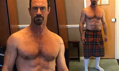 Christopher Meloni Shows Off His Toned Abs In A Red Plaid Kilt As He Gives Fans A Break From News