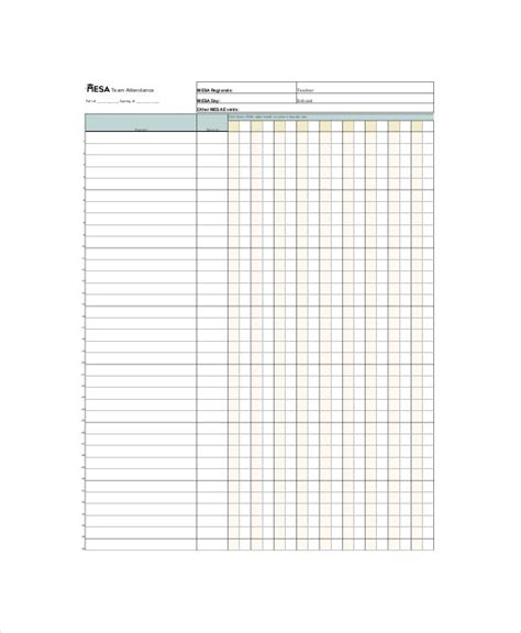 Attendance Roster Template 7 Free Word Pdf Documents Download